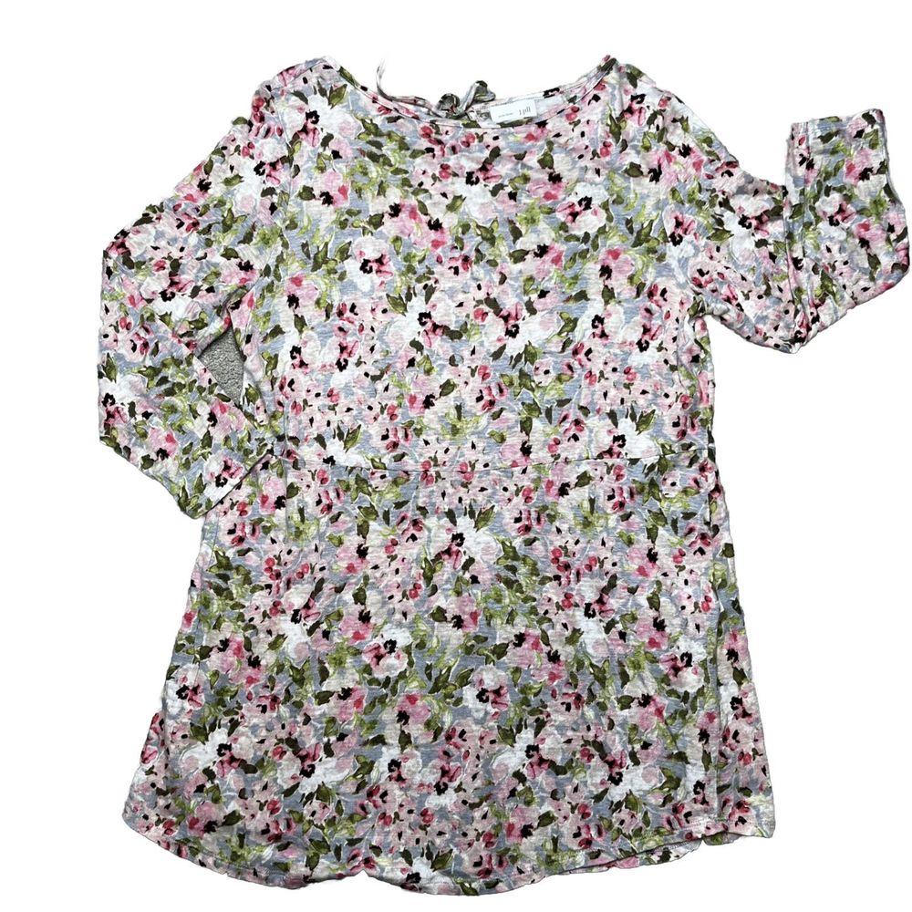 J Jill Love Linen 100% Linen Blouse Pink Green Watercolor Floral Shirt Sz Small